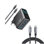 Anker Laptop Charger (140W, 4-Port, PD 3.1) with USB-C Cable and Anker Prime USB-C to USB-C Cable (240W, Upcycled-Braided)
